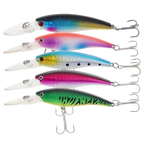 5pcs Fishing Lures Crankbaits, Fishing Hard Baits Swimbaits Minnow Bass Topwater Lures for Trout Bass Perch