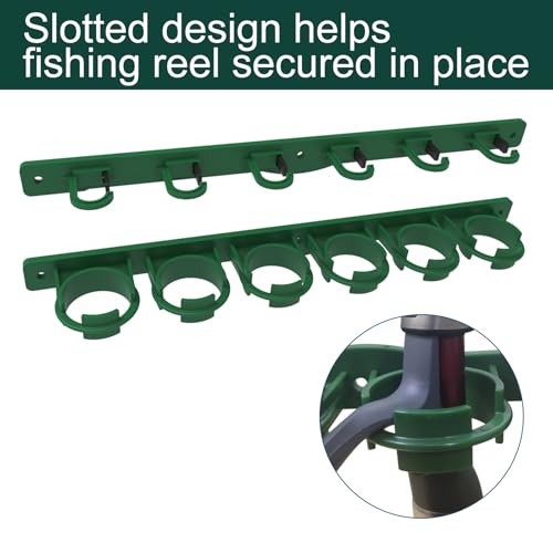 Aventik Vertical/Horizontal Fishing Rod Holder For Garage, Wall, Ceiling Holds Up To 6/12 Fishing Pole Holders - style: GREEN 1PACK