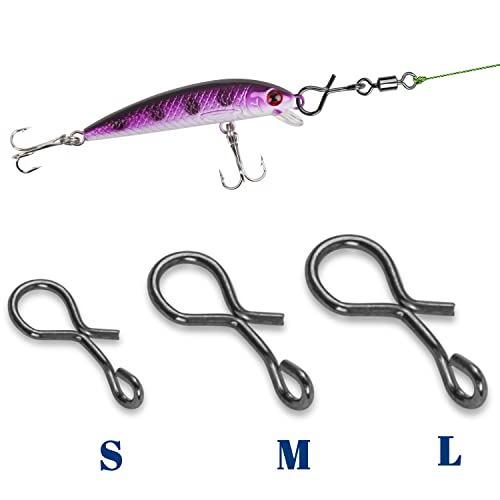 SILANON Fly Fishing Snaps,150pcs Fly Fishing Quick Clips Quick Change Lure Clips Micro Fly Snap Swivels No Knot Fast Snap Stainless Steel Lure Connector for Flies Hooks Jigs Lures 3 Sizes - size: Size M-6.6LB-150PCS