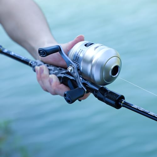Sougayilang Spincast Fishing Reel, Size 30 Reel, Right or Left-Hand Retrieve, 3.9:1 Gear Ratio, Pre-spooled with Mono Fishing Line