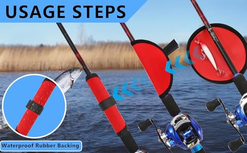 New 8Pcs Fishing Hook Covers,6 Inch Lure Wrap Bait Gloves Fish Hook Storage Protectors Pole Sleeve Guard to Keep Fishermen Fishing Safe for Fish Rod - color: Red