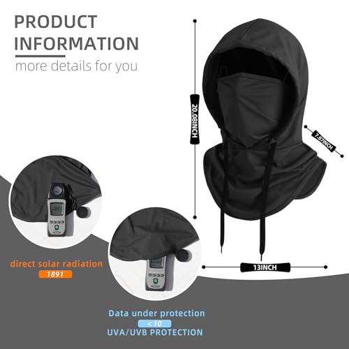 Summer Balaclava Face Mask with Breathable Holes Sun Face Shield UV Protection Full Head Mask for Men Women Fishing Cycling - color: Black-standard