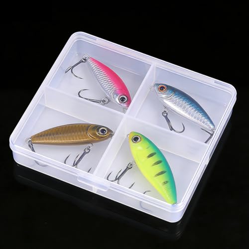 2 Pack Clear Plastic Bead Storage Containers 4 Grid Organizer Box Small Compartment Organizer Box Fishing Lure Box Tackle Box Organizer Multi Compartment Storage Box Utility Container Case