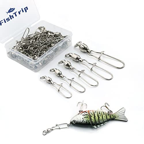 FishTrip Ball Bearing Snap Swivels, Duo Lock Barrel Swivels for Fishing | 30Pcs Stainless Steel Smooth Rotation Speed Clips Swivels Fishing Tackle for Lures Freshwater Saltwater 0#-10# - size: Size5 (120lbs) 30pcs