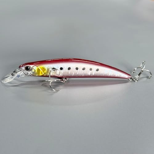 3pcs Iridescent Minnow Fishing Lures Set - 5" Sink Swimbaits, Ultra Long Casting, High-Index Plastic, Multi-Color with Treble Hooks Clear Storage Box - Perfect for Sea Fishing Bait - color: AH1328A-5'' 1oz
