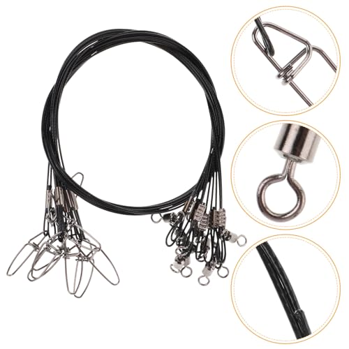 NOLITOY 10pcs Heavy Duty Steel Fishing Leaders 50cm Nylon-Coated Anti-bite Wire Lines for Freshwater and Saltwater Fishing Rig Terminal Tackle