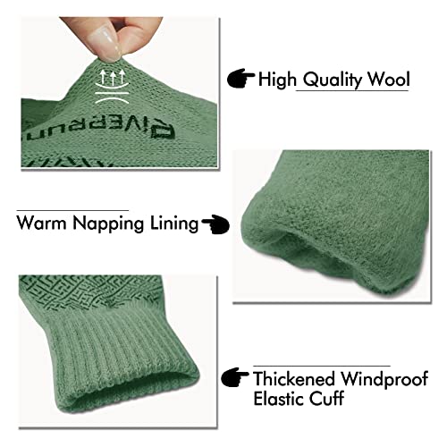 Riverruns Wool Fishing Gloves - Winter Fingerless Knitted Gloves for Men and Women 3-Cut Fingers Warm Gloves for Cold Weather, Fly Fishing, Ice Fishing, Kayaking - color: Green