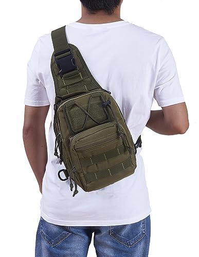 FAMI Outdoor Tactical Bag Backpack, Military Sport Bag Pack Sling Shoulder Backpack Tactical Satchel for Every Day Carry (Army Green) - color: Army Green
