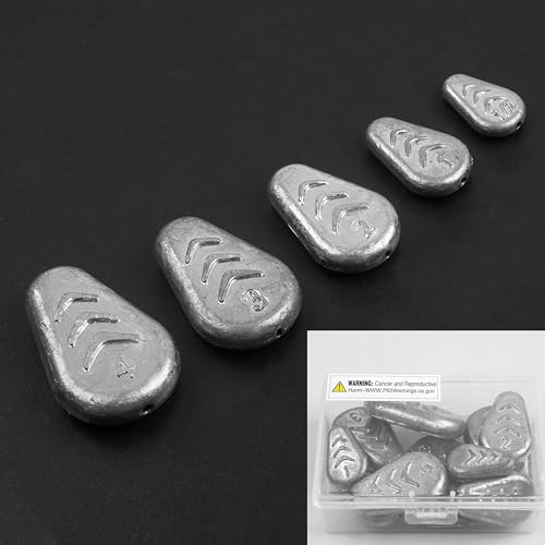 No Roll Sinker Fishing Weights, Flat Inline Catfish Sinkers Weights No Snag Slip Sinkers Saltwater Surf Fishing Weights Gear Tackle for Catfishing Rig - style: 5 Mixed Sizes-5pcs