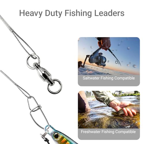 Atibin Rigs Line Fishing Leader Lure Baits Snap Wire Leader Fishing Wire Saltwater Fishing Leaders Stainless White Nickel - size: #1 (9.8in-50lb) 20pcs