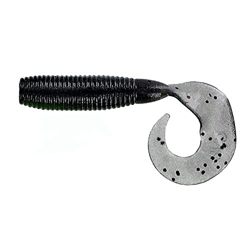 Yamamoto 5 Single Tail Grub Soft Plastic Fishing Angling Swimbait Lures with Tail-Curling Action - 20 Pack - color: SMOKE W/ LARGE BLACK FLAKE (20 PACK)