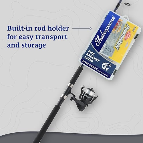 Shakespeare Catch More Fish Spinning Reel and Fishing Rod Combo with Kit - color: Pike, style: 2024 Model