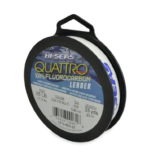 Hi-Seas Quattro 100% Fluorocarbon Leader - size: 25 Yard, 25 Pound Test
