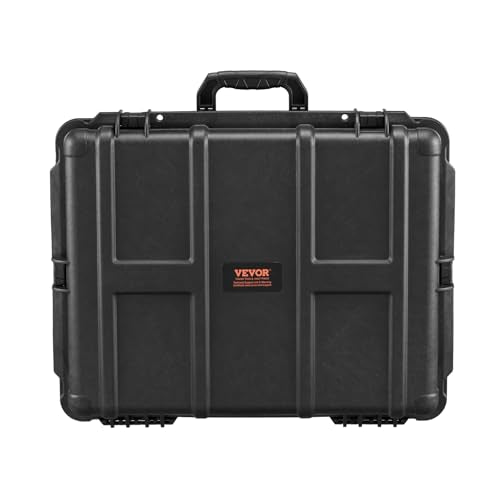 VEVOR Weatherproof Hard Case, Heavy Duty Protective Dry Box with Pre-cut Foam, and Retractable Pull Handles for Travel, Hunting, Military, Tactical, IP67 Waterproof Case for Cameras (24.4×19.3×8.9) - size: 24.41 x 19.29 x 8.86 in