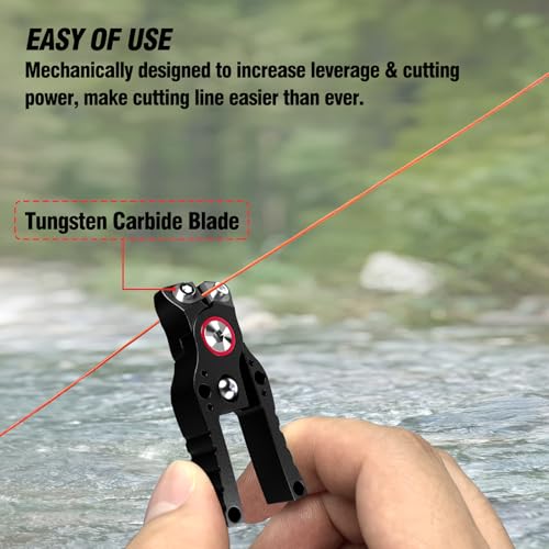 Fishing Line Cutter with Retractable Buckles, Tungsten Carbide Blade & Central Locking - Smooth, Corrosion-Resistant Cuts for Braid, Mono, Fluoro in Saltwater Fishing - style: Black-Fishing Line Cutter with Lock
