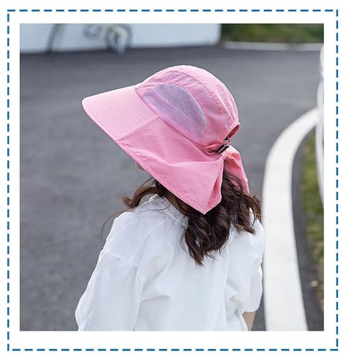 Kids-Sun Hat with Neck Flap Wide-Brim Fishing-Hat Lightweight Ponytail-Hat UV-Protection Summer Toddler Beach-Hat