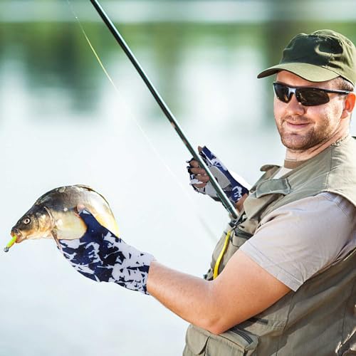 Fishing Gloves UPF50+ Sun Gloves, UV Protection Fingerless Gloves Men Women for Fishing, Kayaking, Rowing, Paddling, Canoeing, Hunting