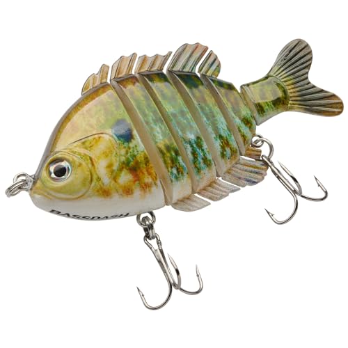 BASSDASH SwimPanfish Multi Jointed Panfish Bluegill Swimbaits Hard Topwater Bass Lures Fishing Lure Crank Saltwater 3.5in/0.85oz - color: Blue/Gold Pumpkinseed