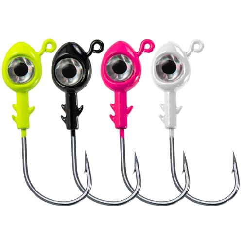 Dr.Fish 10 Pack Fishing Eyes Jigs 3D Eyes Trout Heads Bass Hook Saltwater Swimbait Jig Heads Freshwater Walleye Redfish Striper - color: Pink, size: 1/8oz-Hook #1