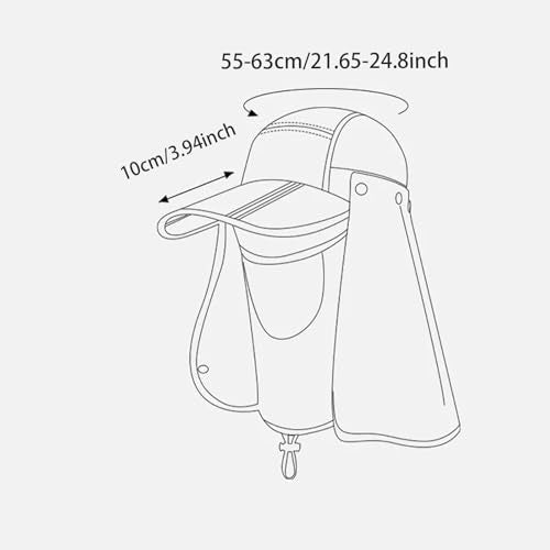 Foldable Baseball Cap with Detachable Neck Flap and Face Cover Portable Sun Hat Fishing Hats for Men Women - color: Lightgrey