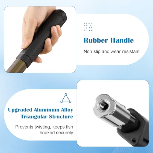 Cyfie Retractable Fishing Gaff, 4.8/6.6/7.8/9.4/16.4ft Telescopic Fishing Gaff with 8mm Screw, Capable for Fish Gig Spear Harpoon Hook, Ice and Saltwater Fishing Gaff Pole for Hunting Fish Frog Mole - color: Aluminum Alloy + 7.8 Feet Extending Pole