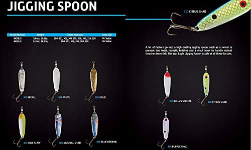 War Eagle Jigging Spoon Fishing Lure with Built-in Swivel and EWG Treble Hook - color: White, size: 1/2 oz