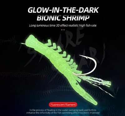 5 Set 5 Hooks Luminous Soft Shrimp String Hook Fishing Lure Sabiki Bait Rigs Freshwater Saltwater Sabiki Rig Tackle - size: 4# 5 Set