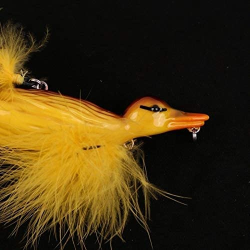 1piece 3D Duck Topwater Fishing Lure Yellow Duckling Floating Artificial Bait Plopping and Splashing Feet Hard Fishing Tackle Geer 12cm 28g - color: Yellow A