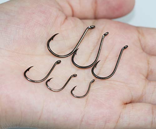 100pcs Octopus Beak Offset Fishing Hooks Froged Sport Circle Hooks Sharp High Carbon Steel Fishing Hook-6 Sizes - size: 1#