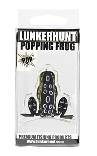 Lunkerhunt Frog Fishing Lure for Bass Fishing | Popping Frog Lure 1/4 oz | Topwater Fishing Bait with Weedless Hooks, Hollow Body, Trout Pike Lures - color: Croaker, size: 1.75 inch