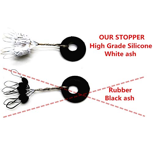 Senyu 6 in 1 Fishing Bobber Stopper,Soft Silicone Float Sinker Stops,100Pcs Cylinder,Oval Float Stop Stoppers - size: Small