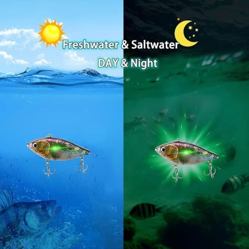 HADORAM Electric Twitching Jerkbait USB Rechargeable LED Lighted Wobbler Luminous Vibrating Minnow Bait, Long Casting Flashing Bass Fishing Lures for Freshwater Saltwater - color: Electronic VIB-Color 363