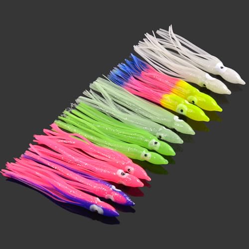 Fishing Squid Skirts Lures Octopus Skirts Trolling Lures Soft Plastic Fishing Tackle Squid Bait for Saltwater Bass Salmon Trout - color: Pink, size: 2.75in - 30pcs