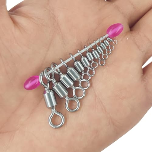 100 Pcs Fishing Swivels Saltwater, 100% 304 Stainless Steel Power Swivel Corrosion Resistance Barrel Swivels High Strength Freshwater Fishing Line Lure Leader Connectors - size: 1/0# 1.02" / 500LB