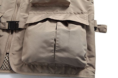 Unisex Breathable Fishing Vest, Multi-Pockets Photography Travel Hunting Waistcoat Jacket for Adults and Youth - color: Khaki, size: 3X-Large