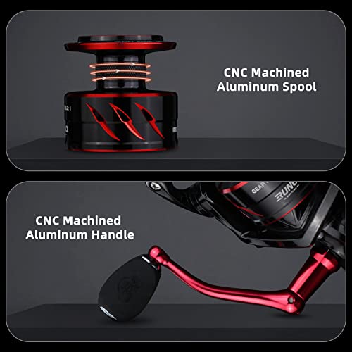 RUNCL Spinning Fishing Reel ANCOHUMA, Powerful 26 LB Max Drag, 7+1 Stainless BB, 6.2:1 CNC Aluminum Alloy Spool, Unique Smooth Colorful Ceramic Line Roller, D.S.S.R Double Shield for Freshwater - color: Ancohuma II: 5000