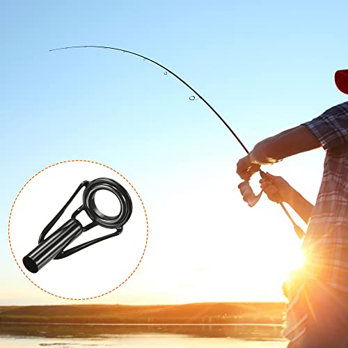 PATIKIL Tube Dia Fishing Rod Tips Repair Kit, Stainless Steel Black Guide Ring for Fishing - size: 4.0mm