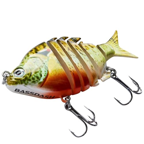 Bassdash SwimPanfish 0.34oz Hard Swimbaits Multi Jointed Topwater Trout Bass Fishing Crank Lure for Freshwater and Saltwater - color: Redbreast Pumpkinseed