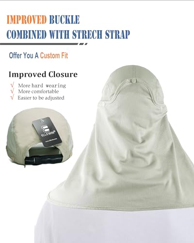 Outdoor Sun Hat for Men Women UPF 50+ Fishing UV Hat with Neck Flap Face Cover for Sun Protection - color: Khaki-regular Brim