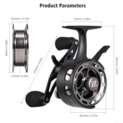 3.2:1 Ice Fishing Reel with Magnetic Drop Ice Fishing Reel 3.2:1 Gear Ratio for Winter Ice Fishing, Gear Ratio Inline Reel, 3+1 Ball Bearings Two-Way Spool Lever - color: black, size: left hand