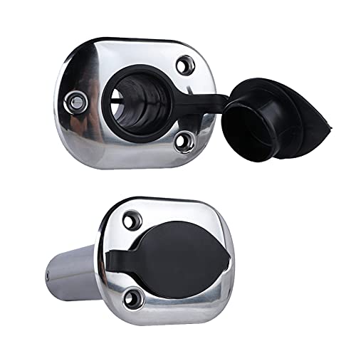 Hoffen 2Pcs Boat Stainless Steel Fishing Rod Holder Flush Mount 15/30/90 Degree with PVC Cap,Inner Tube and Gasket - style: 90 Degree
