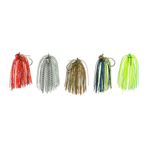 DeLong Weedless KILR Swim Jig – 5-Pack Variety Set – Weighted Bass Jig with Weed Guard & Premium Skirt – Heavy Cover Fishing Lure