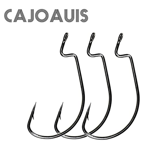 100Pcs Offset Worm Fishing Hooks Black Jig Fish Hooks Size1# 2# 1/0 2/0 3/0 4/0 5/0 - size: 5/0-100pc