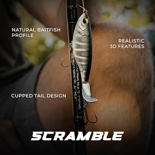 6th Sense – The Scramble Bass Fishing Topwater Fishing Lure with Rotating Tail - color: Matte Black, size: 126mm