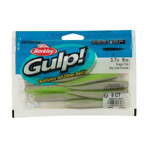 Berkley Gulp! Saltwater Dragon Tail Fishing Soft Bait - color: Key Lime Chrome
