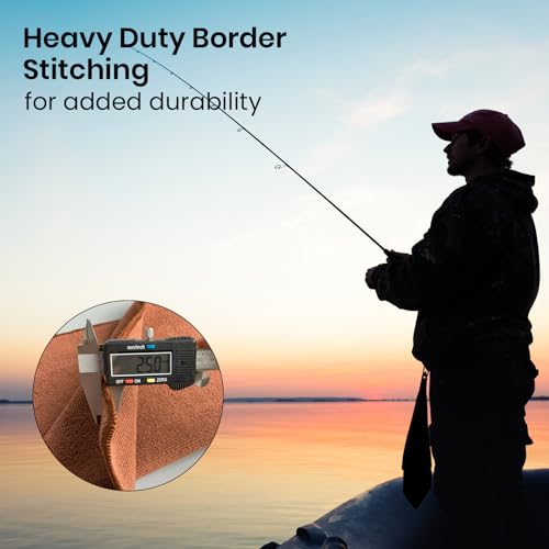 Pristis 3 Pack Fishing Towels with Clips & one Heavy Duty Zinger Retractor, 16x16'' Retractable Plush Microfiber Bait Towel with Loop, Absorbent Utility Accessory for Fly Fishing Kayaking Hiking Boat