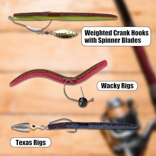 Soft Plastic Worms for Bass Fishing 20pcs FS/RE-09 | Salted ,Soft Plastic ,Fishing Lures ,with Hook Slot ,5.31in ,Saltwater Freshwater ,Bass Baits - color: Color G