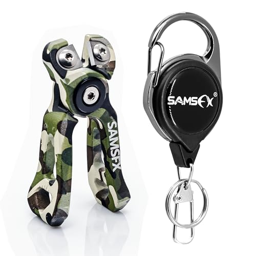 SAMSFX MINI Fishing Line Cutters with Retractors, Braid Scissors,Tungsten Line Cutter that Cut Braid, Mono and Fluoro Lines Clean & Smooth Fly Fishing Equipment - color: Coffee & Green, Offset Cutting Face