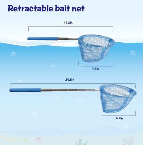 Kids Fishing Pole Set, Kids Fishing Rod and Reel Combo and Fishing Net Tackle Box with Lures Hooks and Bag for Boys Girls Youth Fishing