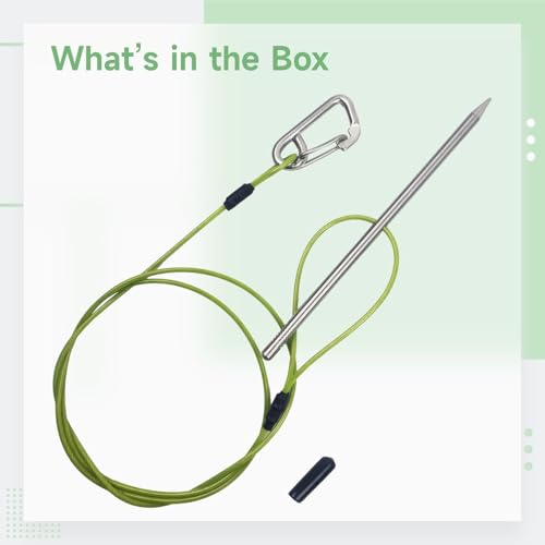 Stainless Steel Fish Holder with Safety Buckle, 31.5 in Green Rope, 7.9 in Needle and Needle Cap, Stringer for Kayak Fishing
